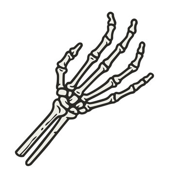 Skeleton hand for halloween design. Hand bones or graphic element for tattoo