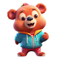 Bear Illustration on transparent background. Generative AI