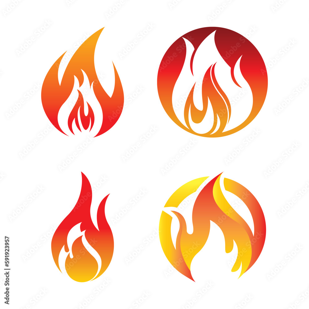 Sticker fire logo design illustration and fire symbol