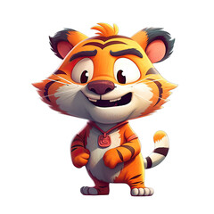 Tiger Illustration on transparent background. Generative AI