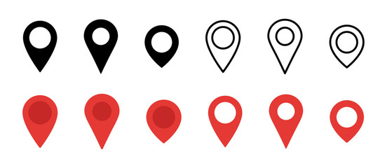 Map pin icon set. Map marker pointer. Location pin sign - obrazy, fototapety, plakaty