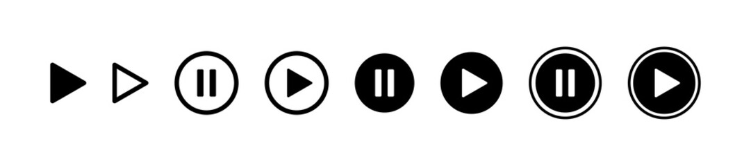 Play, pause button icon set. Media player icons © Pointer Marker