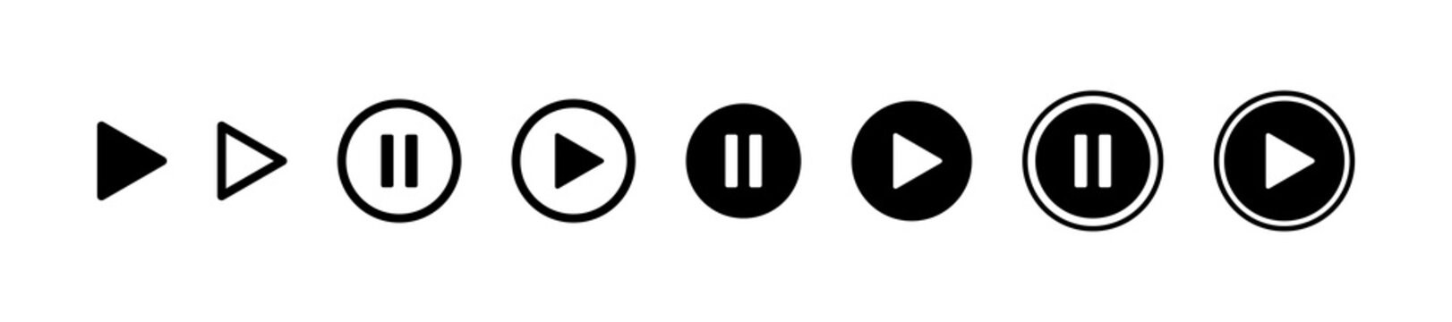 Play, pause button icon set. Media player icons