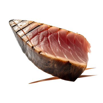 recommend clip art: Tuna steak, realistic 3d, rare grilled steak, ultra realistic, icon, falling flying, detailed, food photo