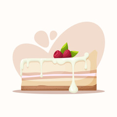 a slice of raspberry cake with white cream