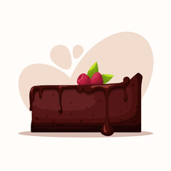 a piece of chocolate cake with raspberries