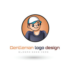 Colorful man logo design. Awesome man logo. A man with suit and hat logotype.