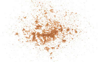 Fototapeta na wymiar Coriander powder pile isolated on white, top view 