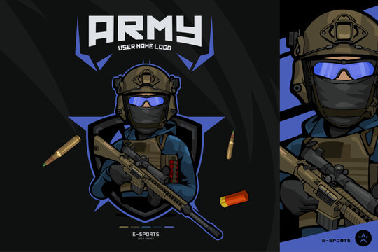 Army Soldier Mascot logo for esport and sport  Sniper