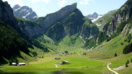 Altenalp Turm massif aerial view in the Swiss alps