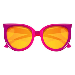 Cartoon pink summer beach sunglasses with yellow glasses. Modern summer accessory design. Women's accessory vector illustration