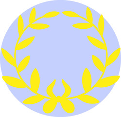 Fototapeta na wymiar blue and yellow ceremonial frame with laurel wreath