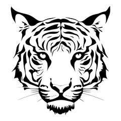 Black Tiger Head Vector Illustration for Versatile Logo and T-Shirt Designs