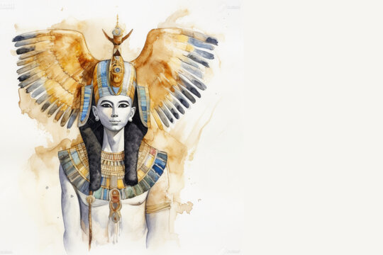 Watercolor illustration of Ra, Egypt mythology, Generative AI