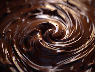 Chocolate swirl background. Clean, detailed melted choco mass. generative ai