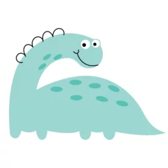 Foto op Canvas Cute baby dinosaur vector illustration. Cartoon funny Jurassic period character, isolated happy monster dinosaur with cheerful face, prehistoric dragon toy for fun kids play, kindergarten decoration © Vlada