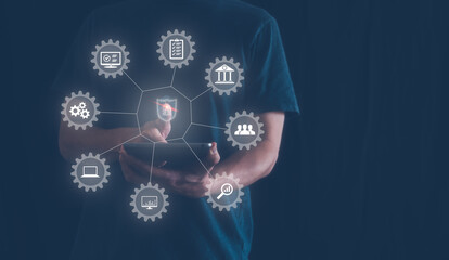 Fingerprint scanning and biometric authentication, processing of biometric for access personal data. surveillance and security scanning of digital programs cyber futuristic applications