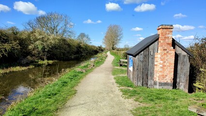 Hut on canal towpath