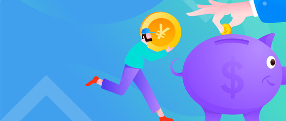 Internet finance and wealth management investment flat vector concept operation hand drawn illustration
