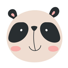Cute cartoon panda face. Cute panda illustration. Hand drawn vector illustration in scandinavian style. Baby print for nursery, baby clothes, poster, postcard.
