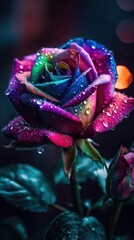 Fototapeta na wymiar Rose flower with waterdrops. Close up. Generative AI