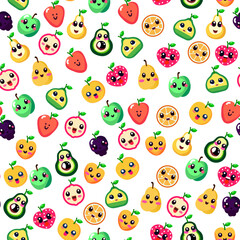 Obraz premium Fruits pattern seamless background vector illustration