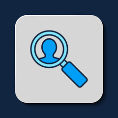 Filled outline Medical analysis icon isolated on blue background. Medicine help. Pharmacy medication symbol. Vector