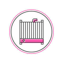 Filled outline Car radiator cooling system icon isolated on white background. Vector