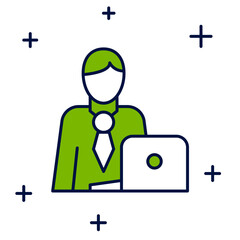 Filled outline Businessman icon isolated on white background. Business avatar symbol user profile icon. Male user sign. Vector