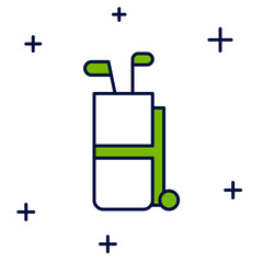 Filled outline Golf bag with clubs icon isolated on white background. Vector