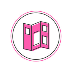 Filled outline Museum guide brochure icon isolated on white background. Exhibition guidebook. Flyer, booklet, leaflet print. Vector