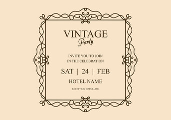Vintage frame design for invitation card or flyer