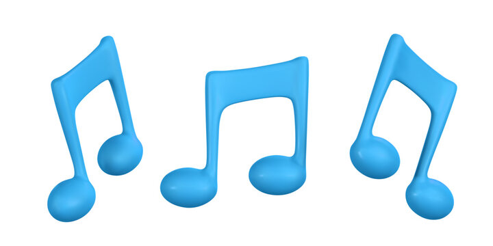 3d music note for music concept design in plastic cartoon style. Vector illustration