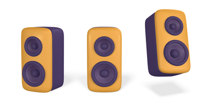 3d Audio Speaker In Plastic Cartoon Style. Vector Illustration