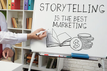 Storytelling is the best marketing is shown using the text
