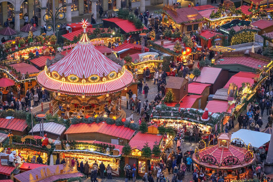 Christmas market in Dresden. It is Germany's oldest Christmas Market with a very long history dating back to 1434.