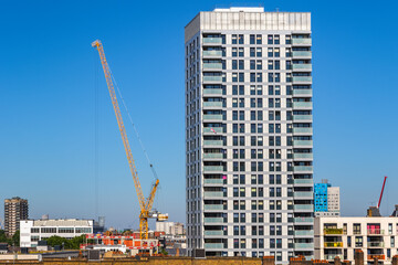 New development tower block with a crane in London