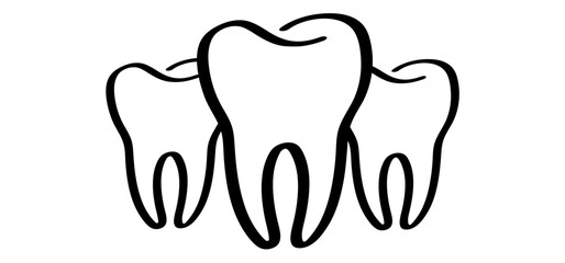 For brush day or dental day, dentists day. Cartoon tooth with gums and toothbrush, Molar logo. Damage teeth brush or tooth brush with caries. Mouth hygiene symbol. 