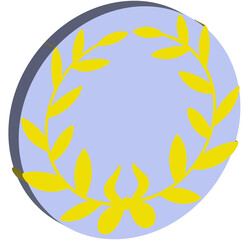 Obraz premium 3d blue and yellow ceremonial frame with laurel wreath