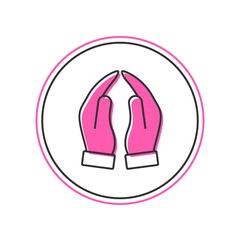 Filled outline Hands in praying position icon isolated on white background. Prayer to god with faith and hope. Vector