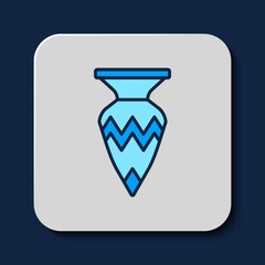 Filled outline Egyptian vase icon isolated on blue background. Symbol of ancient Egypt. Vector