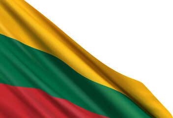 Realistic flag of Lithuania isolated on a transparent background. Design element for Statehood Day, Restoration of the State Day, Restoration of Independence Day.