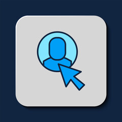 Filled outline Worker icon isolated on blue background. Business avatar symbol user profile icon. Male user sign. Vector