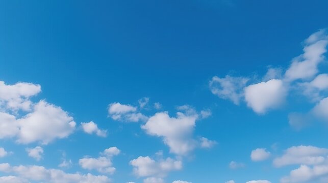 Blauer Himmel mit Wolken und Sonnenschein, friedliche Naturkulisse, entspannte Atmosphäre, malerischen Details, Generative AI 35