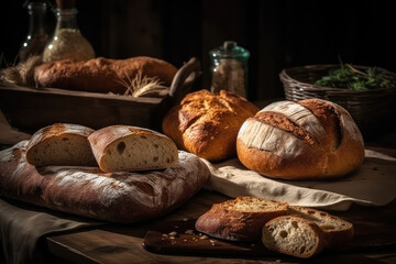 Obraz na płótnie Canvas still life with bread created with Generative AI technology