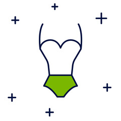 Filled outline Summer beach swimsuit icon isolated on white background. Beach women fashion. Vector