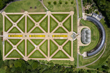Aerial view of the Greenhouse at the Botanical Garden of Curitiba, Paraná, Brazil.