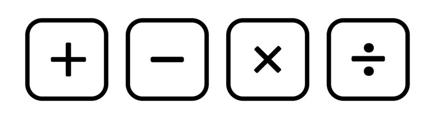 Obraz premium Simple mathematical symbol collection. Calculations sign. Math vector icon set. 