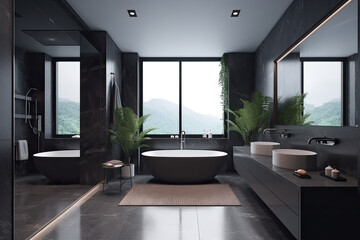 modern bathroom interior created with Generative AI technology