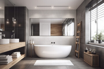 Obraz na płótnie Canvas modern bathroom interior created with Generative AI technology